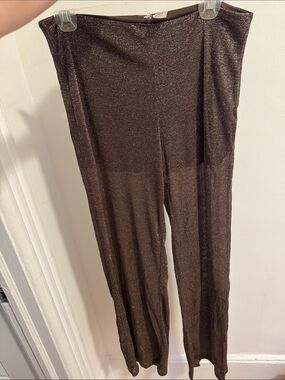 H&M Metallic Brown Wide-Leg Sparkle Pants